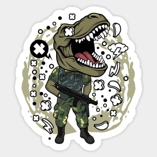 T Rex Army Illustration Sticker